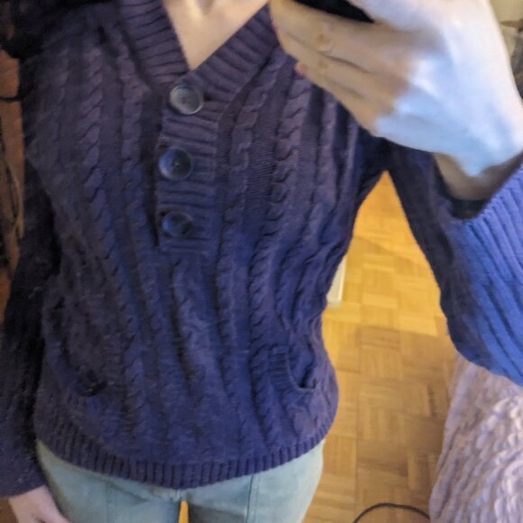 Sonoma Purple Knit Button Sweater - Picture 1 of 8